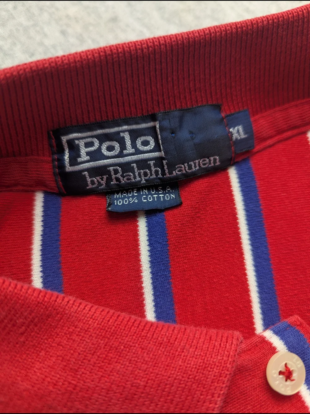 Vintage Polo by Ralph Lauren Red Polo with Blue & White Stripes